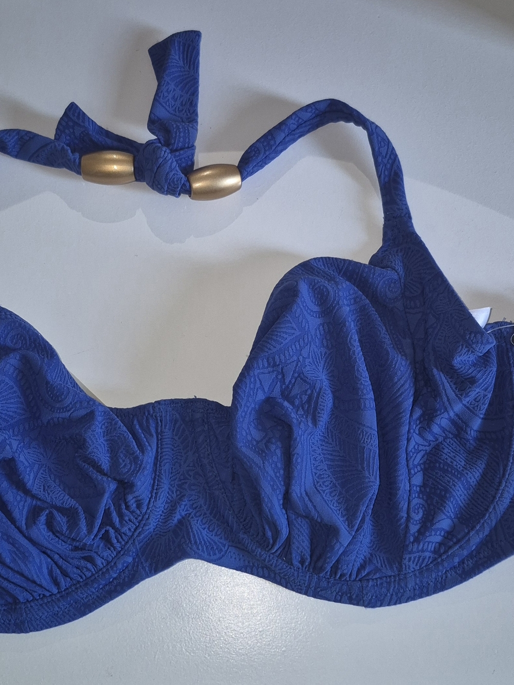 Fantasie Royal Blue Underwire Bikini Top with Gold Bead Details